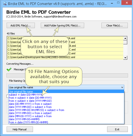 Convert EML files to Adobe PDF