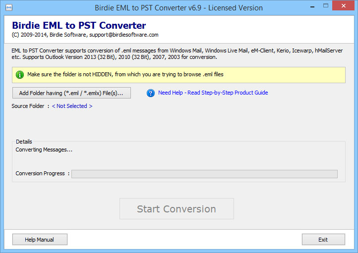 Convert EML files to PST