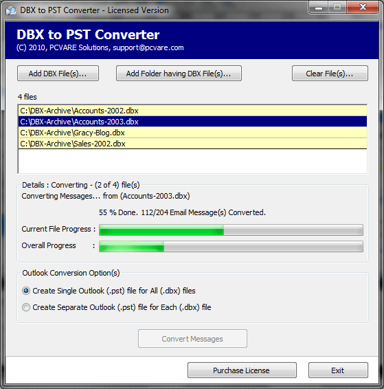Convert .DBX to .PST Files