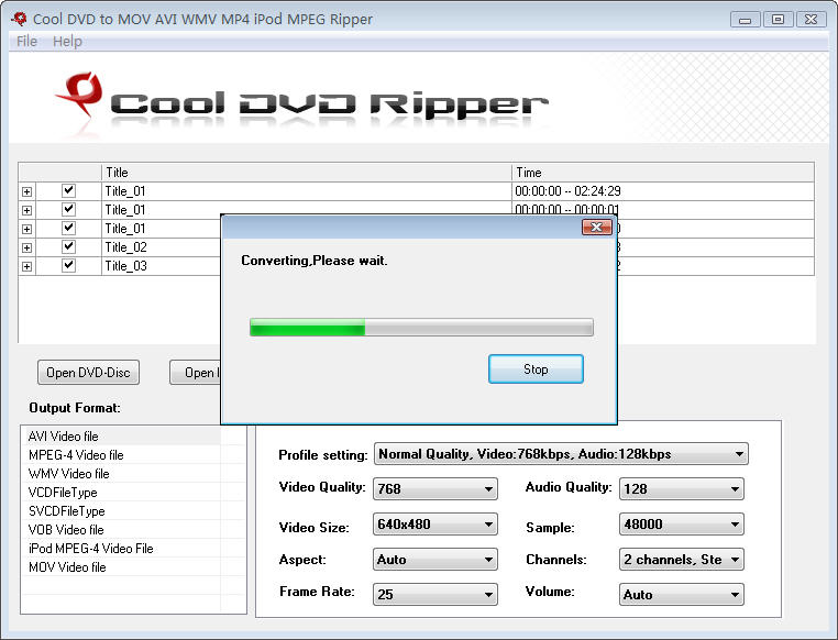 Cool Free DVD to MOV AVI WMV MP4 Ripper