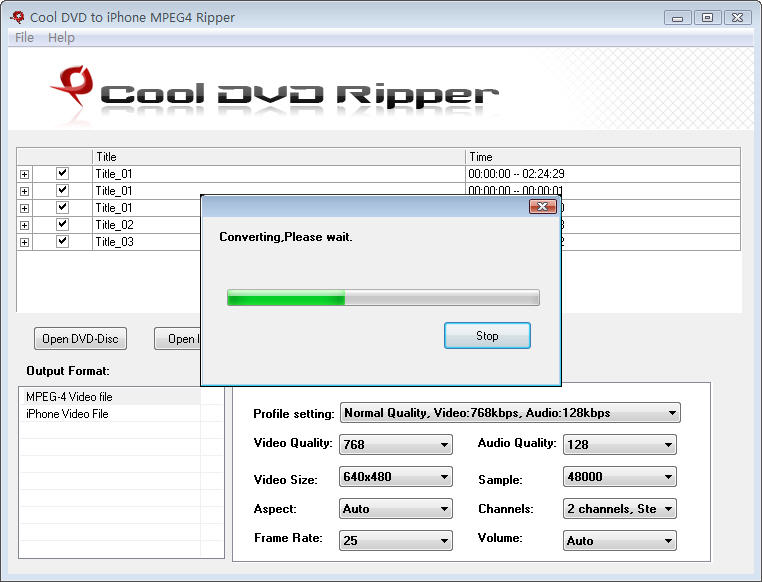 Cool Free DVD to iPhone MPEG4 Ripper