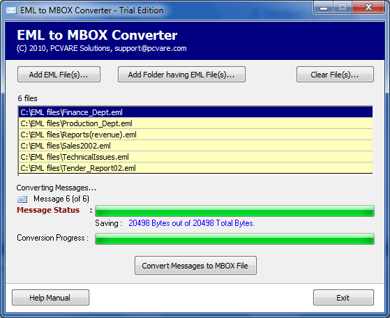 Copy EML to MBOX