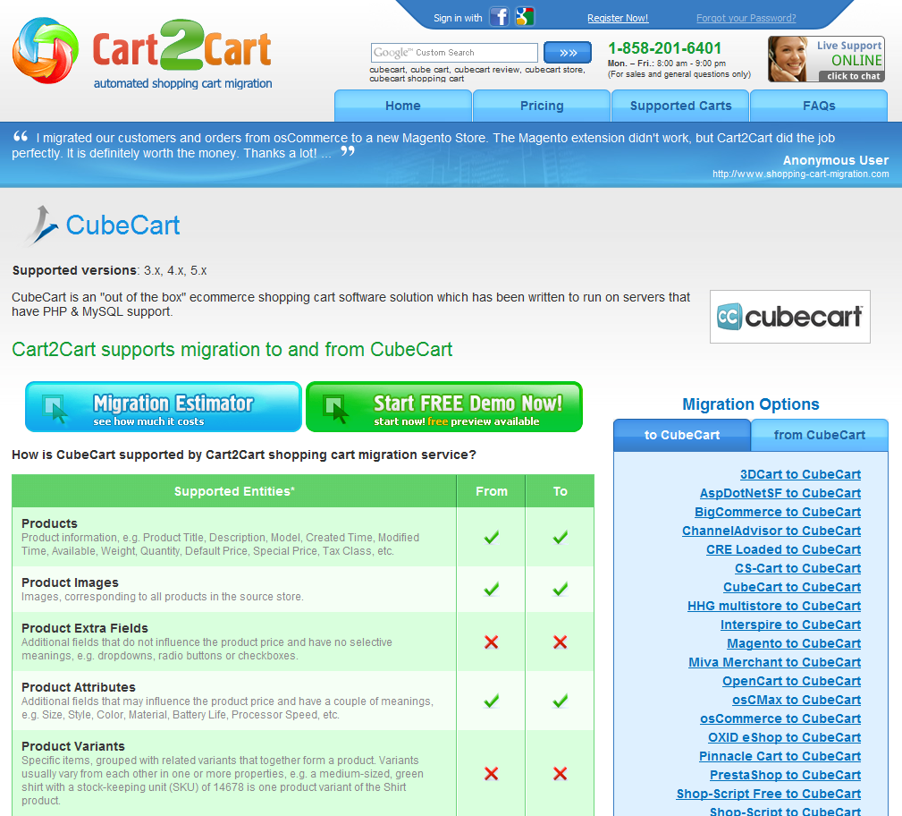 CubeCart Migration Service