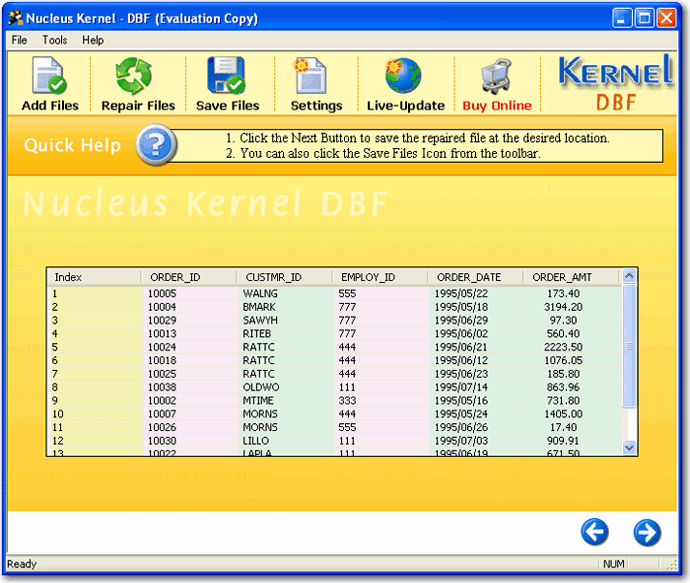 DBF Database Recovery Tool