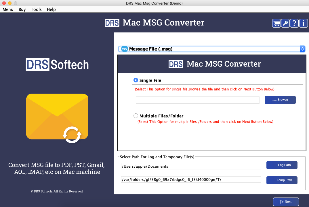 DRS MSG Converter for Mac