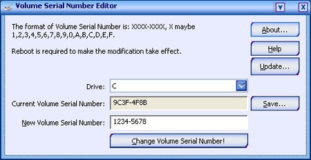 Drive Volume Serial Number Editor
