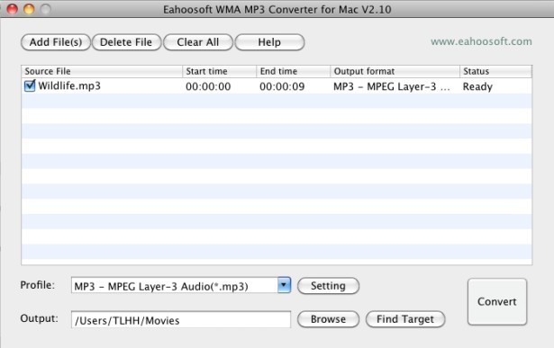 Eahoosoft WMA MP3 Converter for Mac