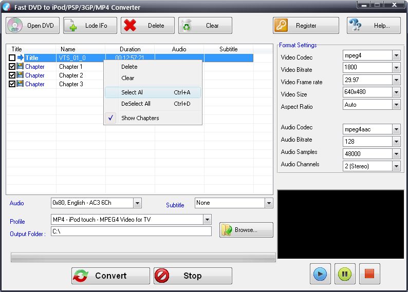 Fast DVD to iPod/PSP/3GP/MP4 Converter
