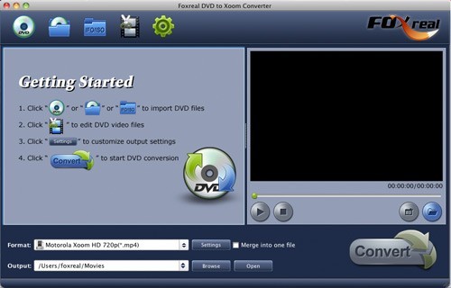 Foxreal DVD to Xoom Converter for Mac
