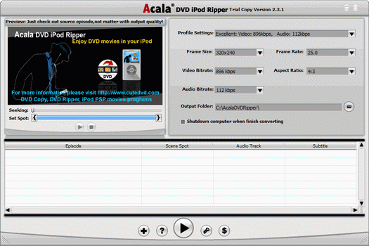 Free Acala DVD iPod Ripper