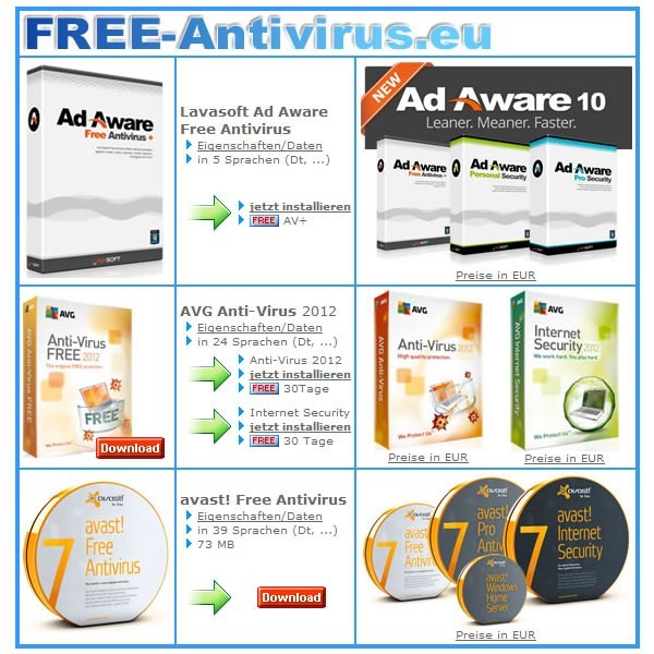Free Antivirus.eu Deutsche Version 2012
