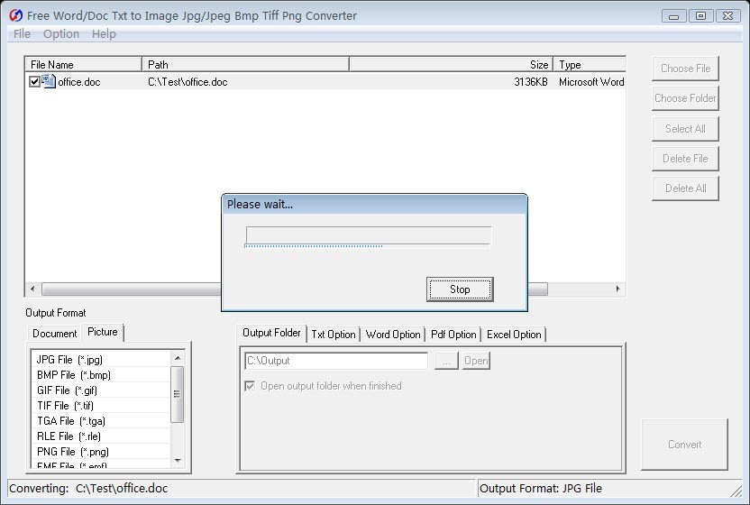Free Word Txt to ImageJpeg Bmp Converter