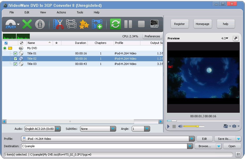 IVideoWare DVD to 3GP Converter