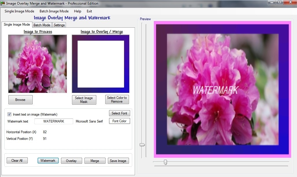 Image overlay merge and watermark Pro