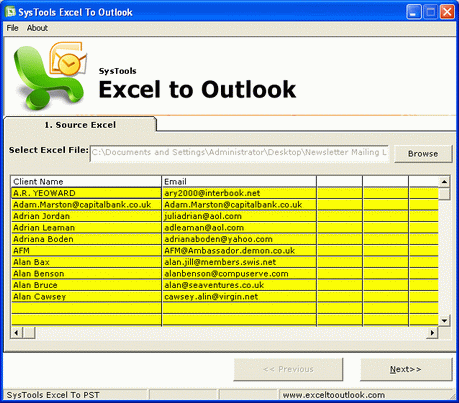 Import Excel Spreadsheet to Outlook