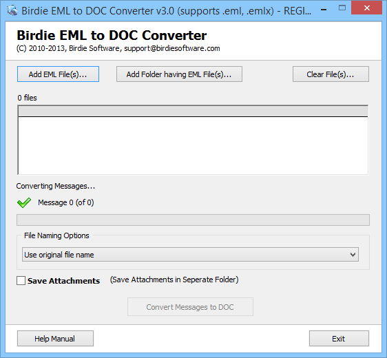 Import Outlook Express EML files to DOC