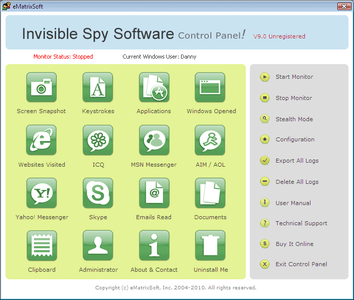 Invisible Spy Software 2010