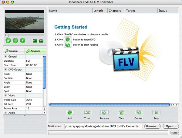 Joboshare DVD to FLV Converter for Mac