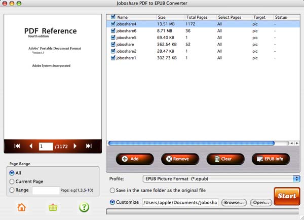 Joboshare PDF to EPUB Converter for Mac