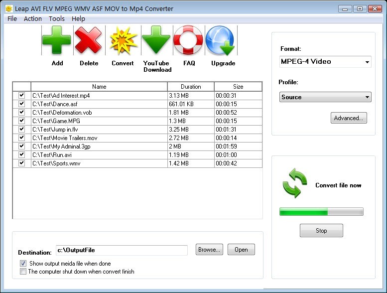 Leap AVI FLV MPEG WMV to MP4 Converter