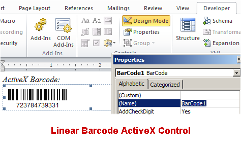 Linear Barcode ActiveX Control