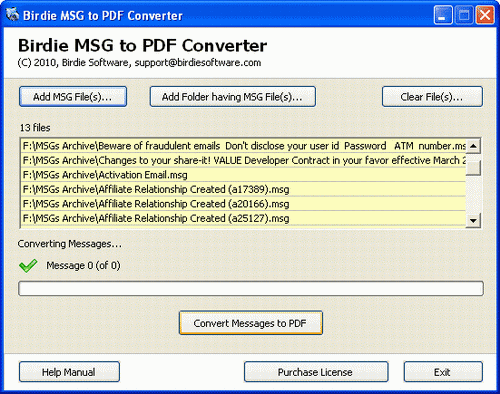 MSG to PDF Batch Converter