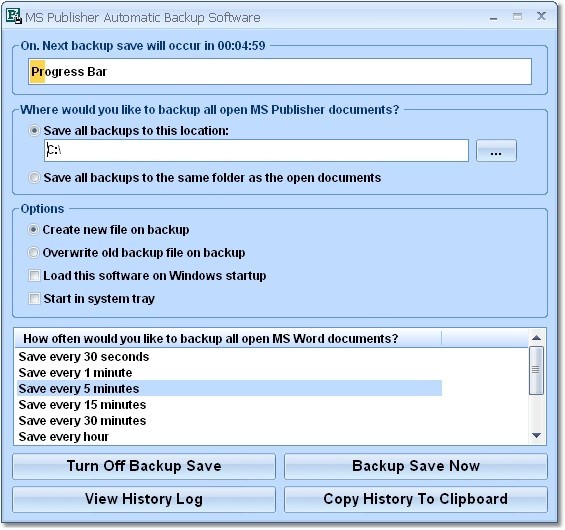 MS Publisher Automatic Backup Software