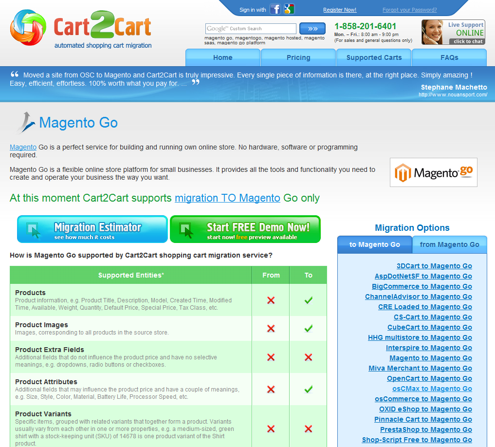 Magento Go Migration Service