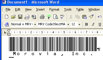 Morovia Code39 (Full ASCII) Fontware