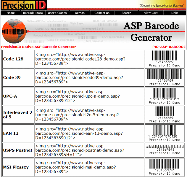 Native ASP Barcode Generator