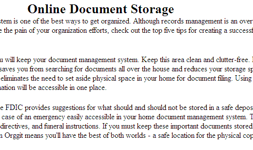 Online Document Storage