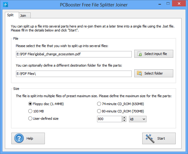 PCBooster Free File Splitter Joiner