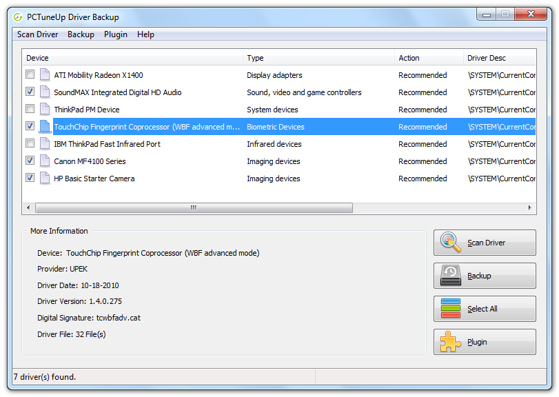 PCTuneUp Free Driver Backup