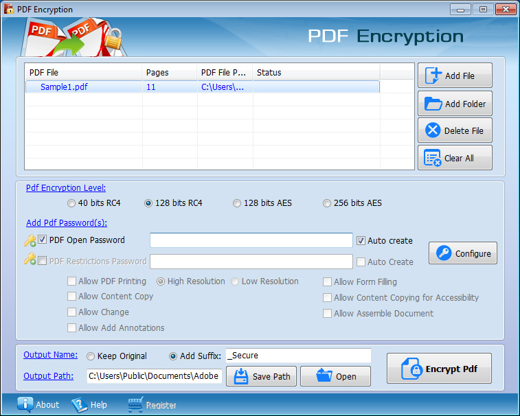 Pdf Security tool for batch pdf