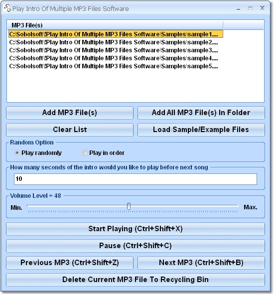 Play Intro Of Multiple MP3 Files Software
