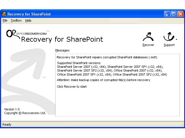 Recovery for SharePoint