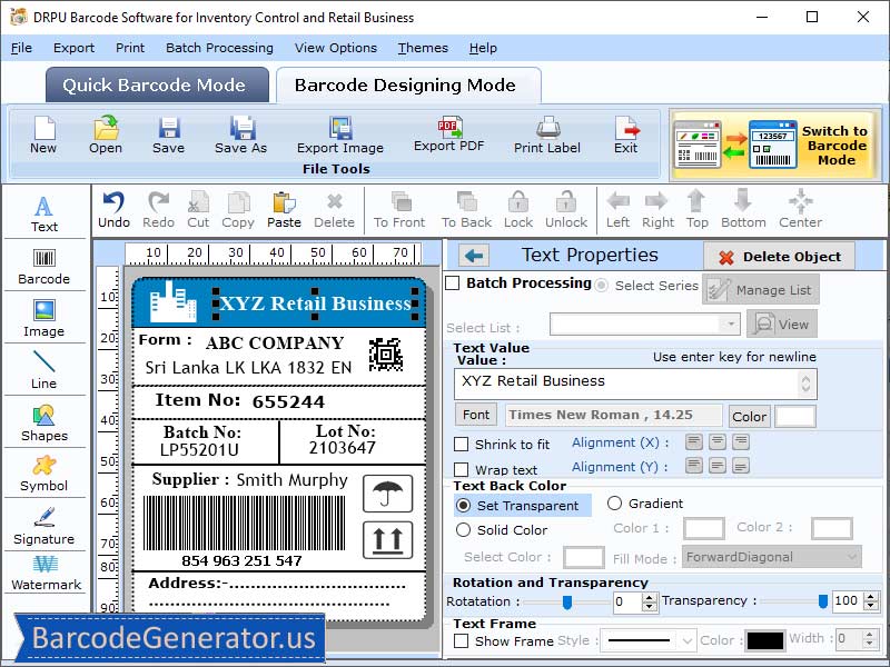 Retail Barcode Generator
