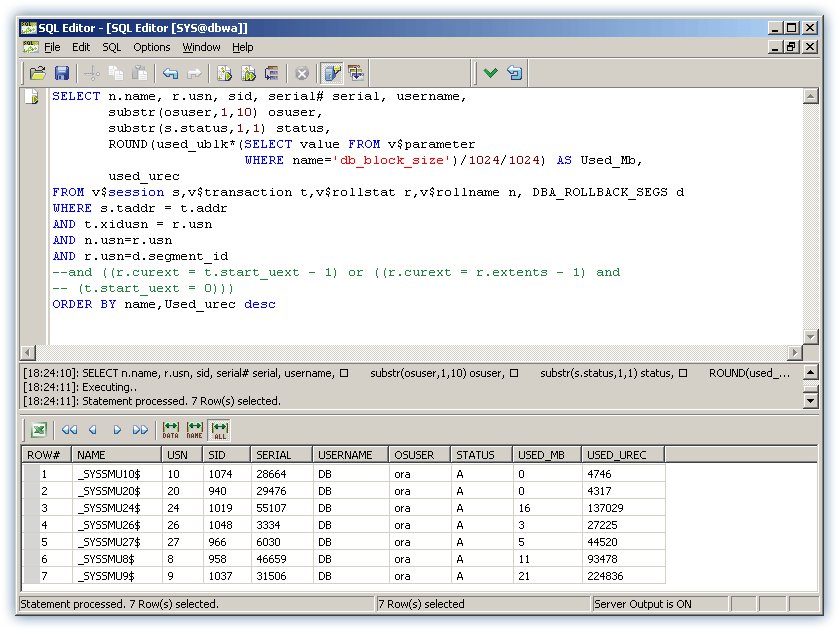SQL Editor for Oracle
