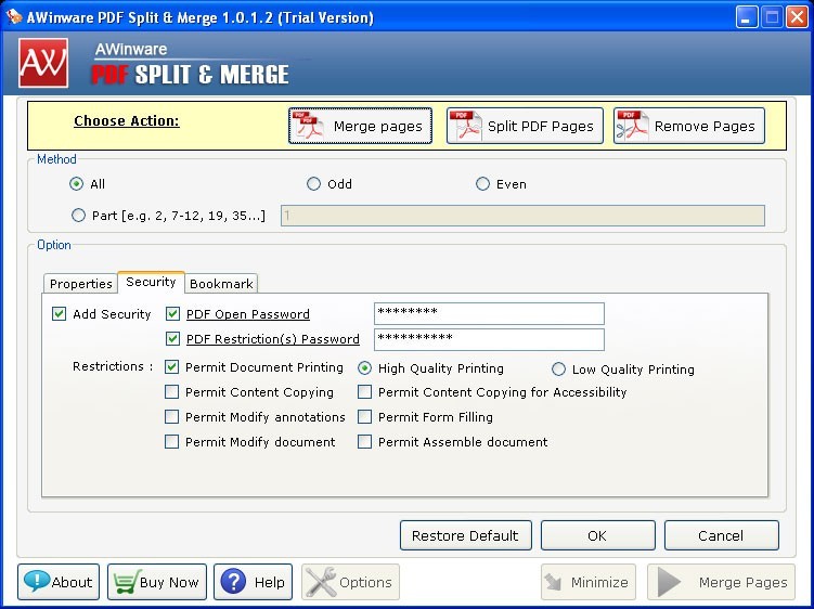 Split n Merge Adobe Pdf files