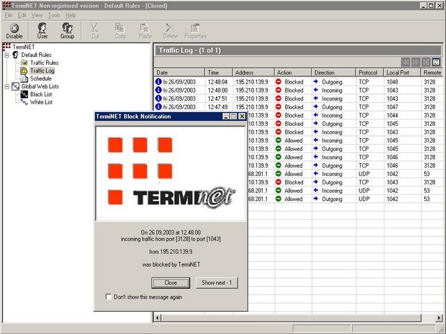 TermiNET - Personal Firewall