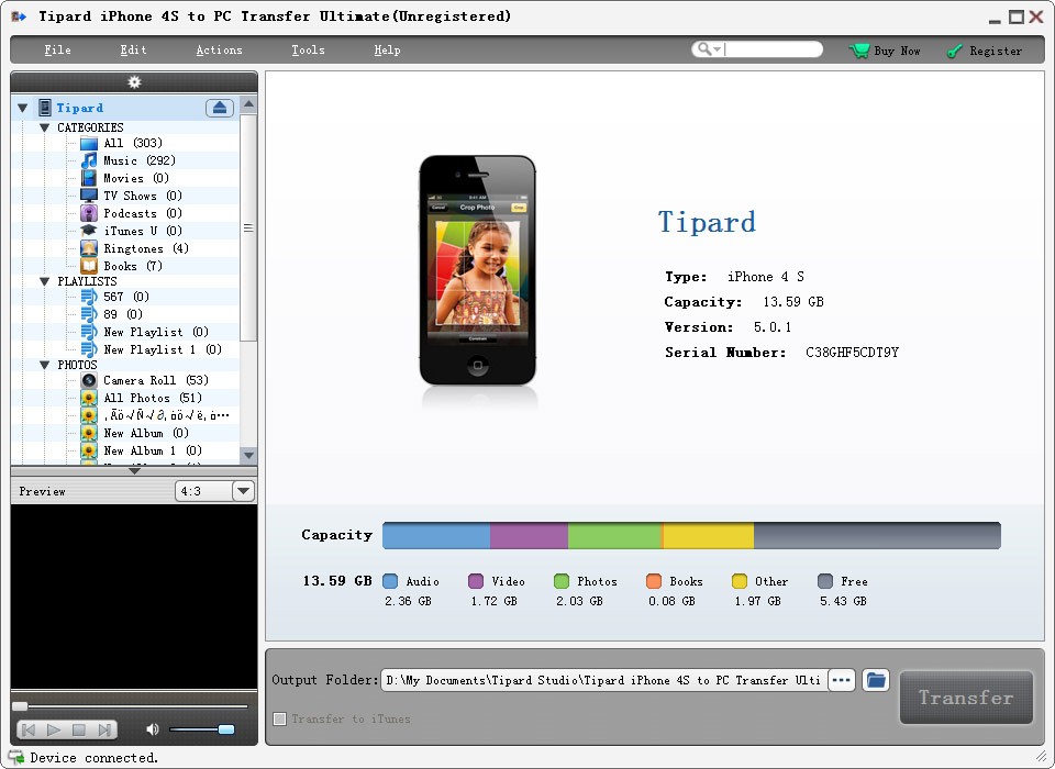 Tipard iPhone 4S to PC Transfer Ultimate