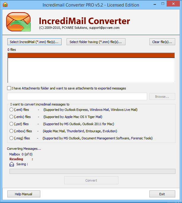 Transfer IncrediMail to Outlook 2010
