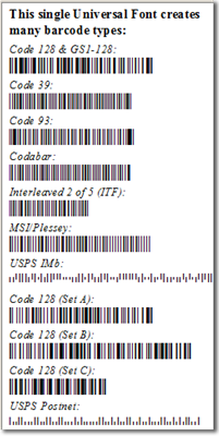 Universal Barcode Font Advantage