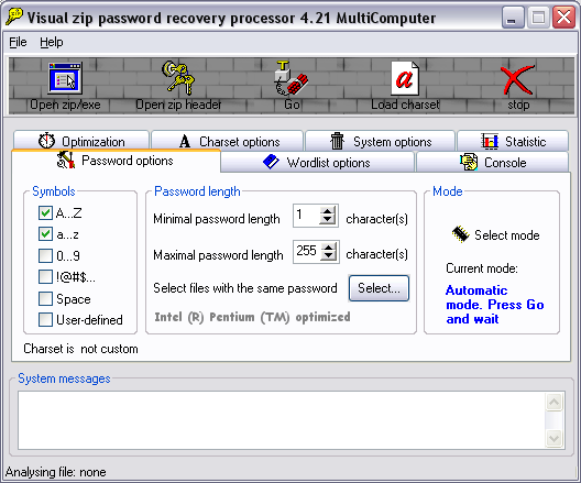 Visual Zip Password Recovery Processor