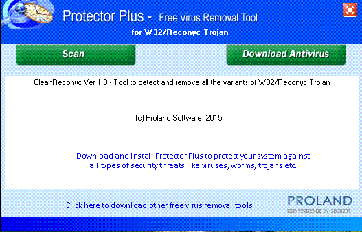 W32/Reconyc Free Virus Removal Tool
