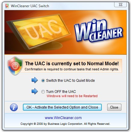 WinCleaner UAC Switch
