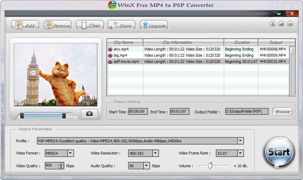 WinX Free MP4 to PSP Converter