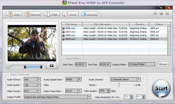 WinX Free WMV to AVI Converter