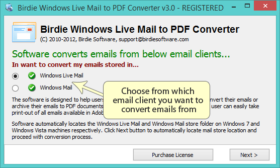 Windows Live Mal to PDF Converter