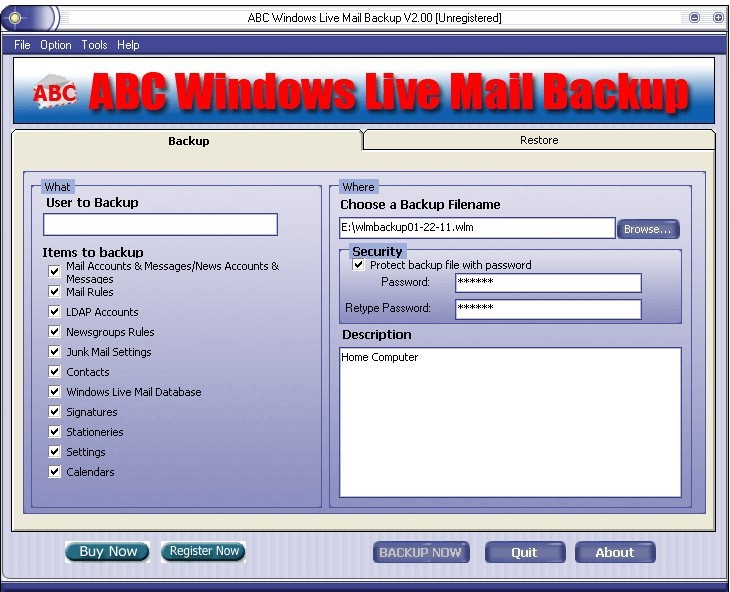 ABC Windows Live Mail Backup